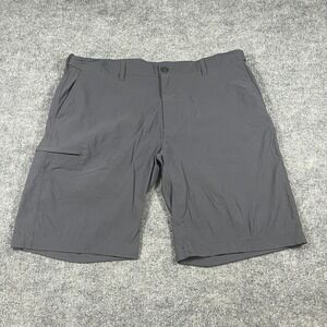 UnionBay UB Tech Chino Shorts Mens 40 Gray Nylon Stretch Mid Rise Classic Fit